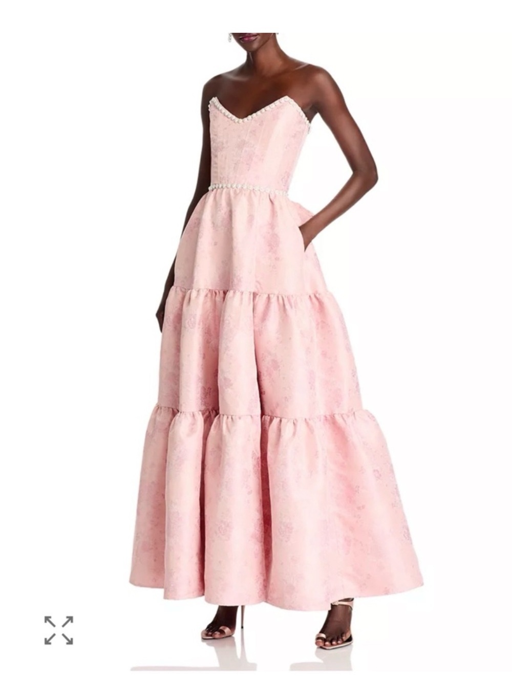 V. Chapman Vivian Strapless dress in light pink Windsor brocade